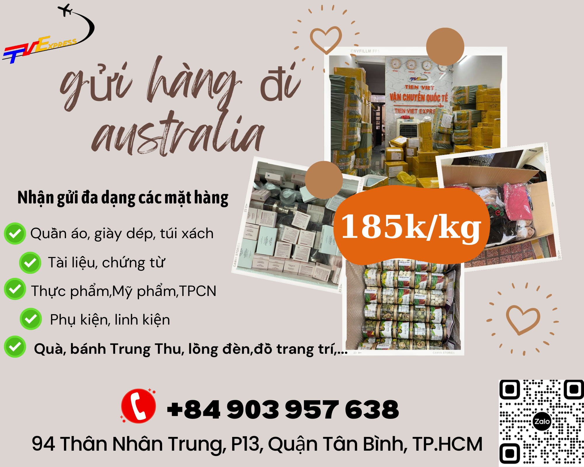 Gửi hàng đi Úc- Tiến Việt Express